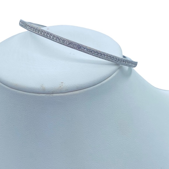 Nadir  silver designer bangle NEW with CZ clear stones size 8” dainty - Picture 5 of 9